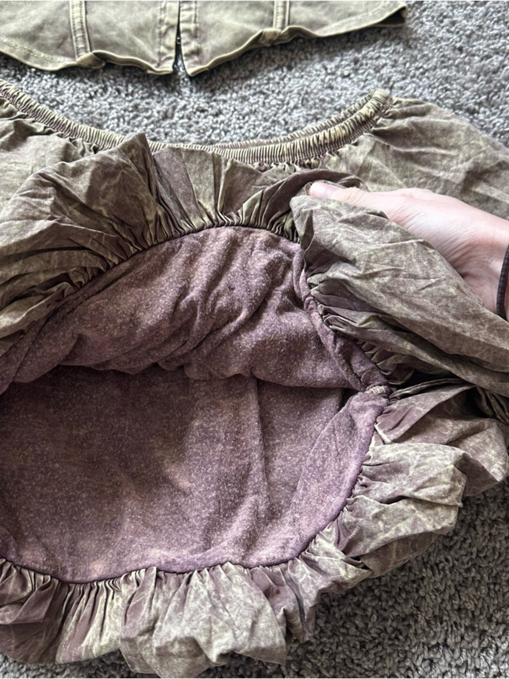 Dolls Kill Olive Green Bubble Mini Skirt - Picture 4 of 6